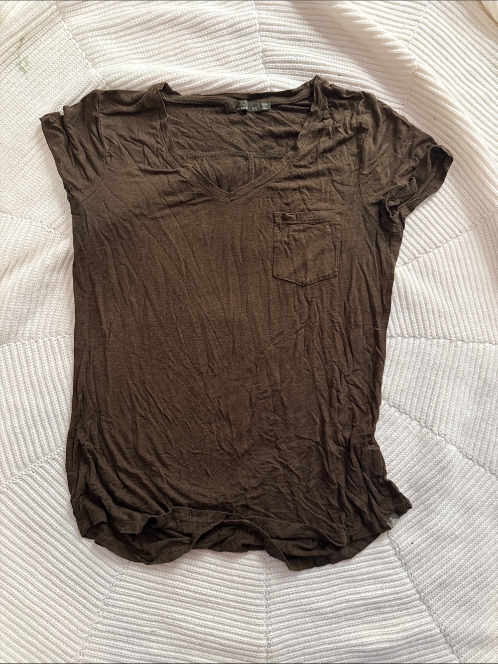 Prana Women's Dark Brown V-Neck Pocket Tee